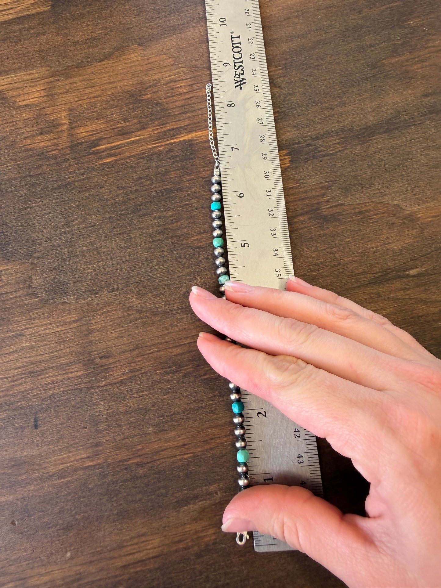 New 5mm turquoise and silver pearl bracelet