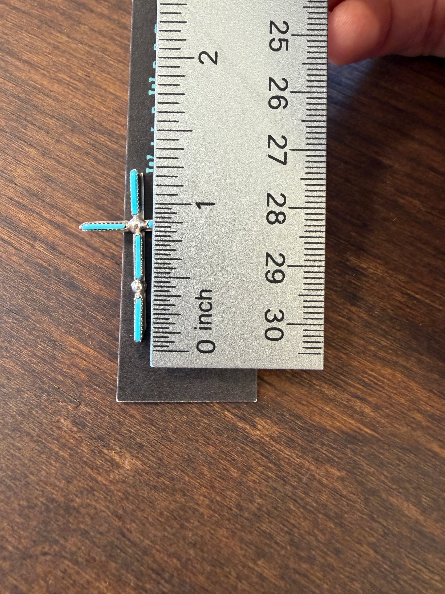 New medium turquoise needlepoint cross stud earrings