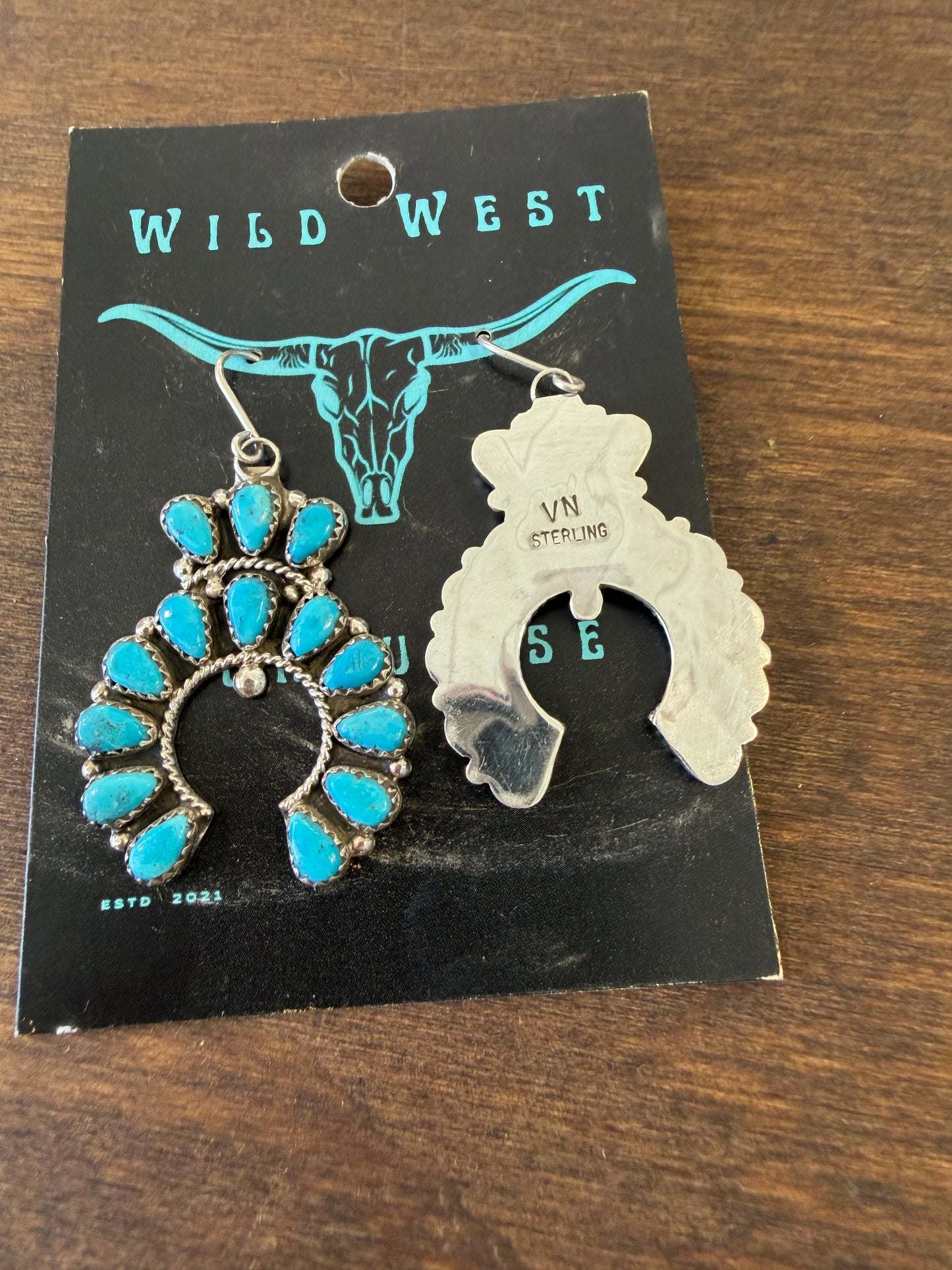 New large turquoise naja cluster dangle earrings