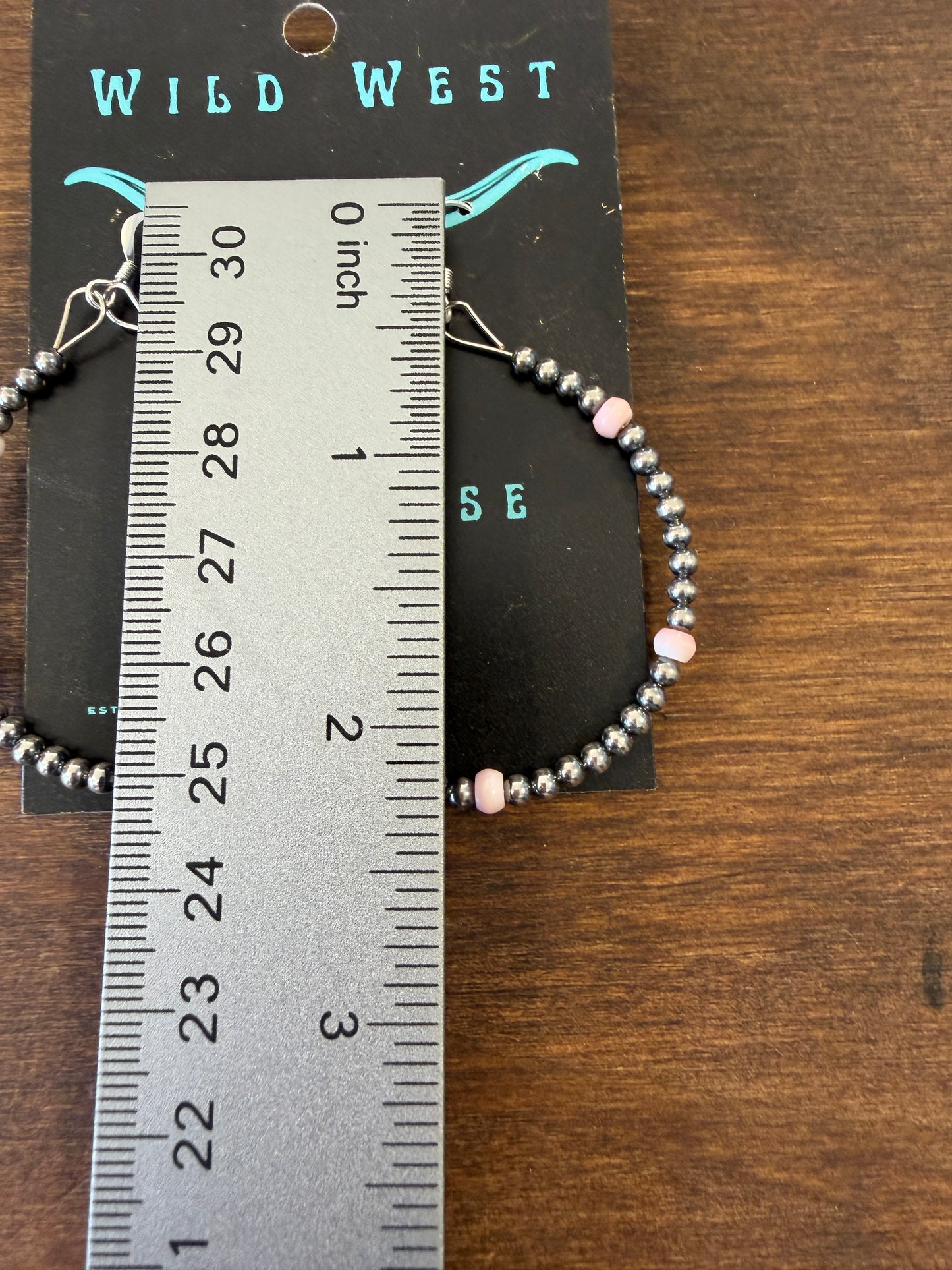 New 3mm round pink conch and silver pearl hoop earrings