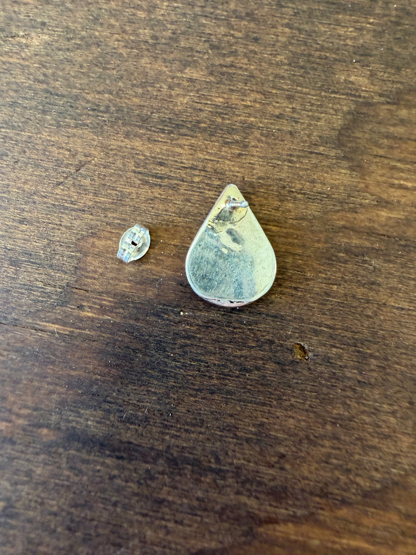 New fish scale inlay turquoise teardrop stud earrings