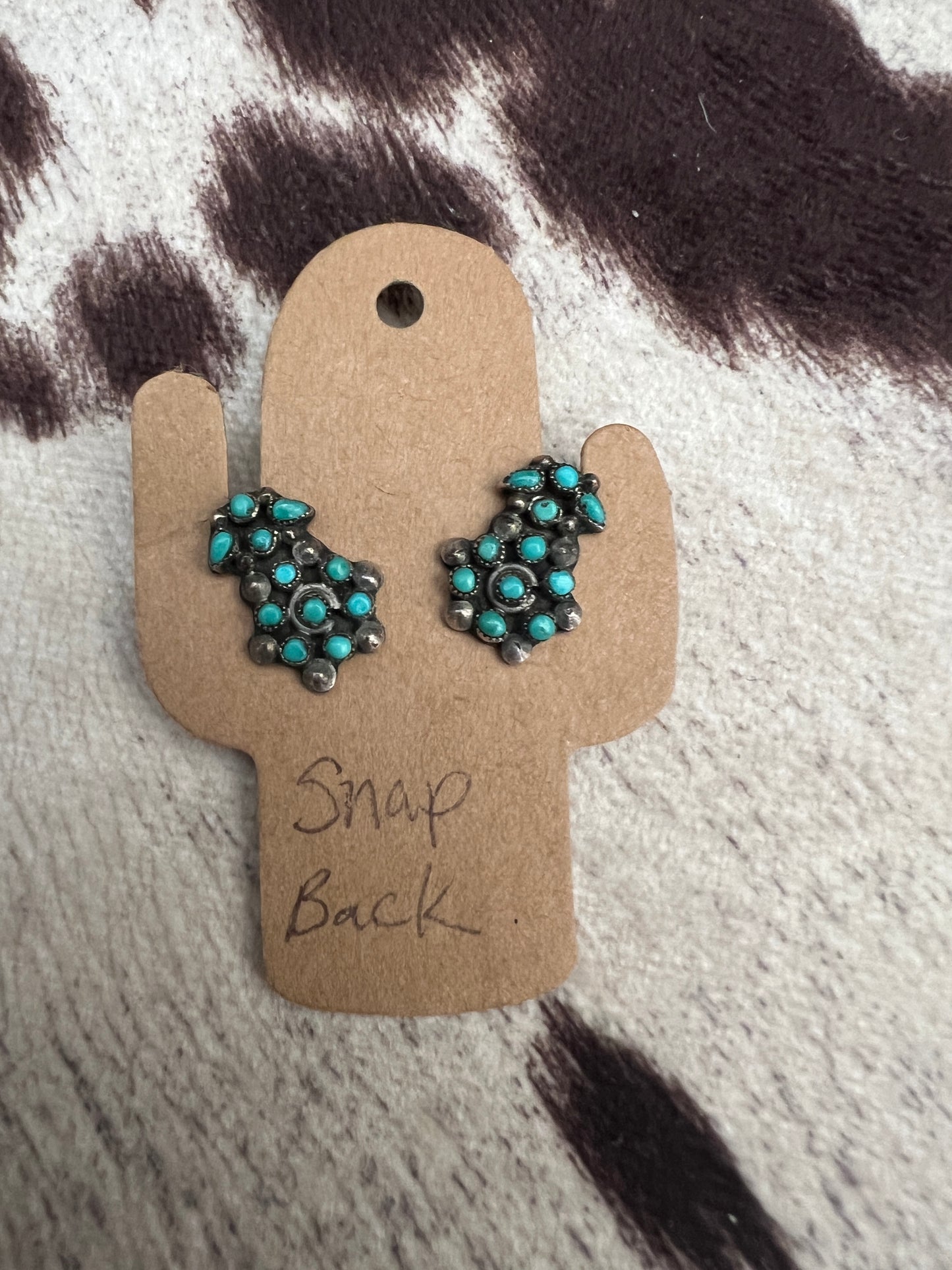 Vintage turquoise snake eye cluster snap on earrings