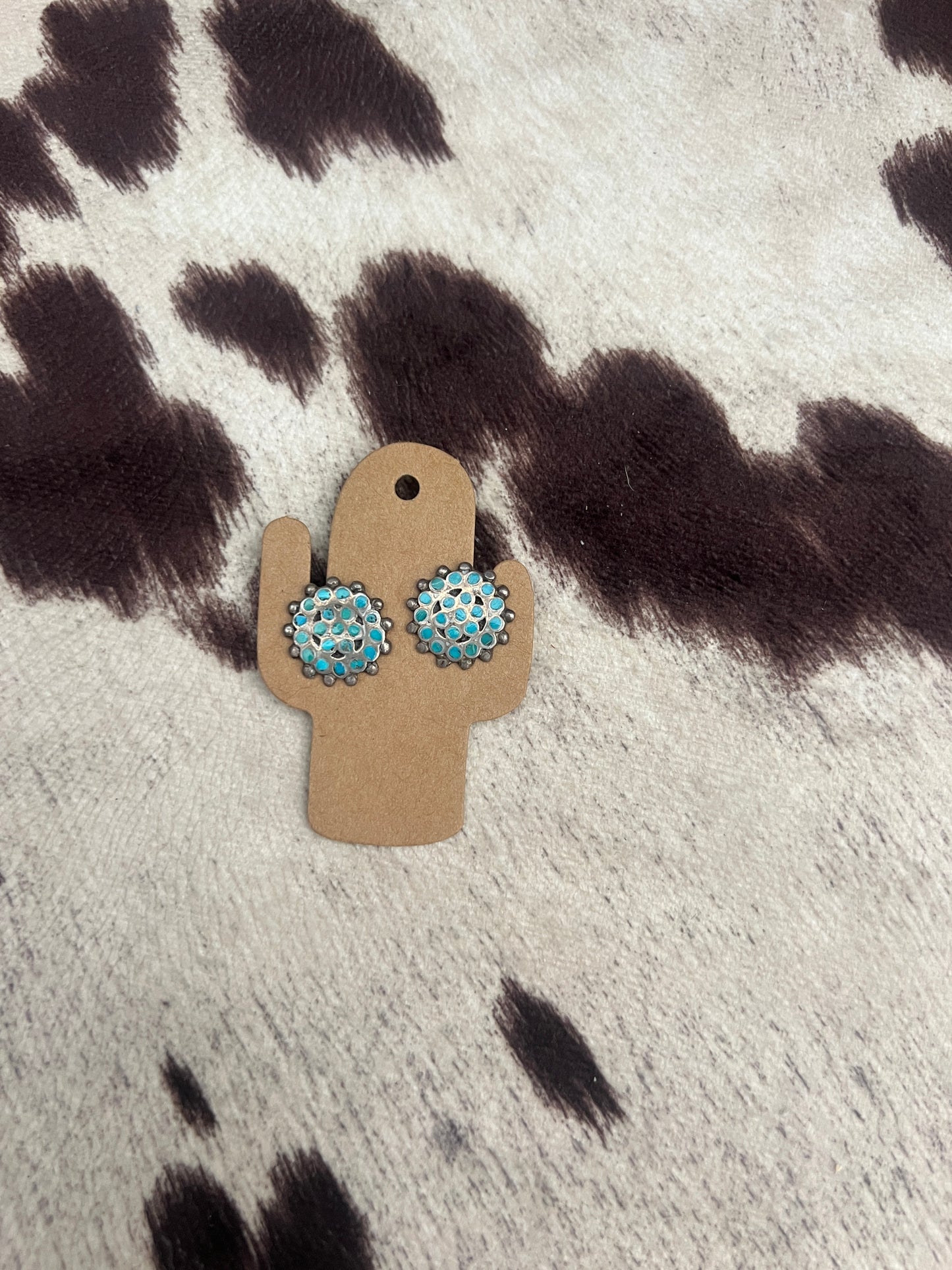 Vintage turquoise Dishta style snap back earrings
