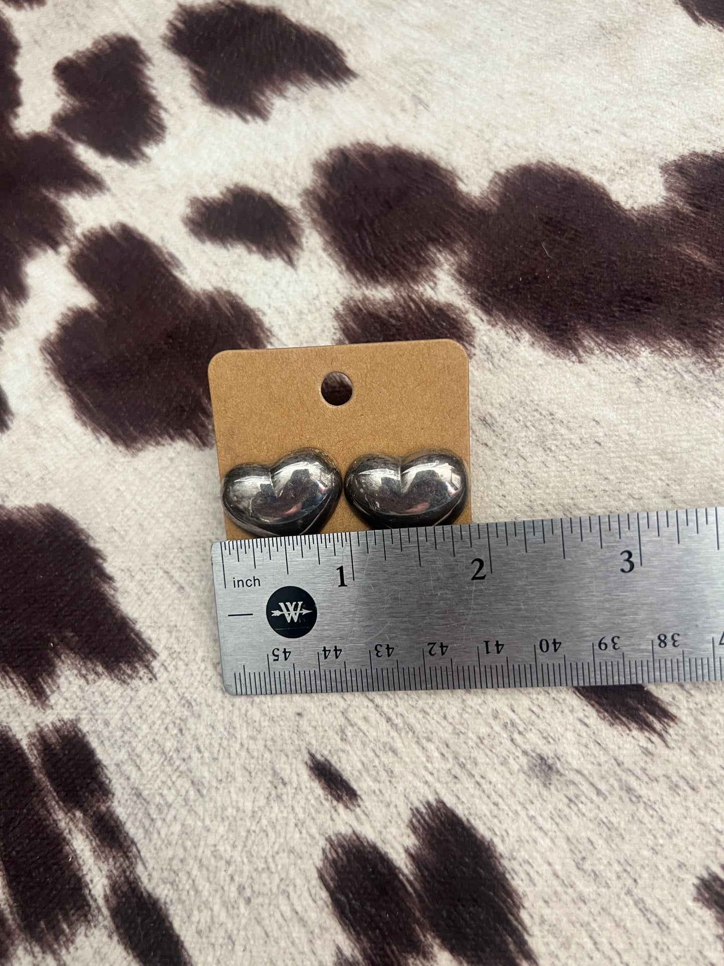 Vintage silver heart stud earrings