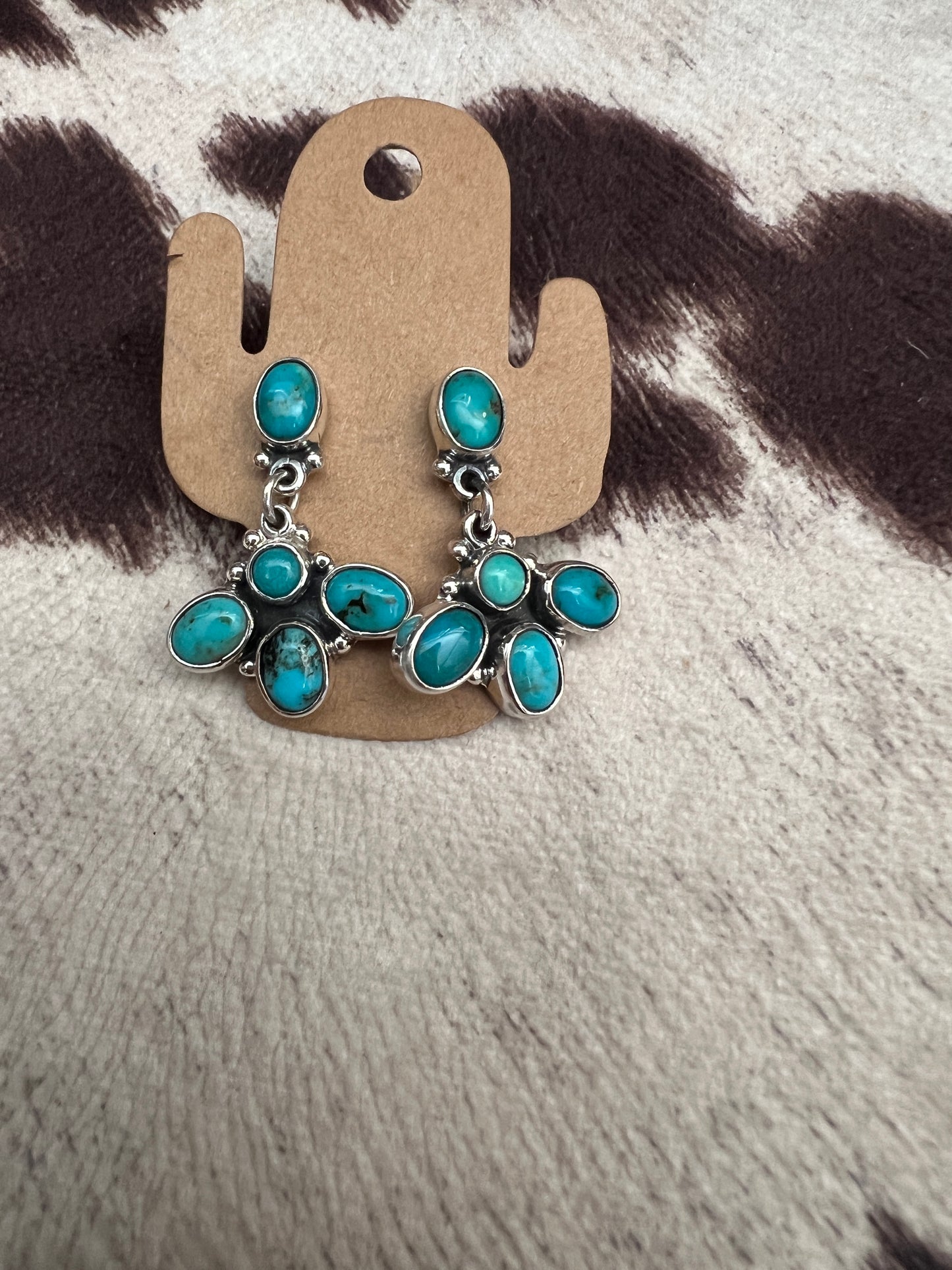 New turquoise cluster dangle esrrings