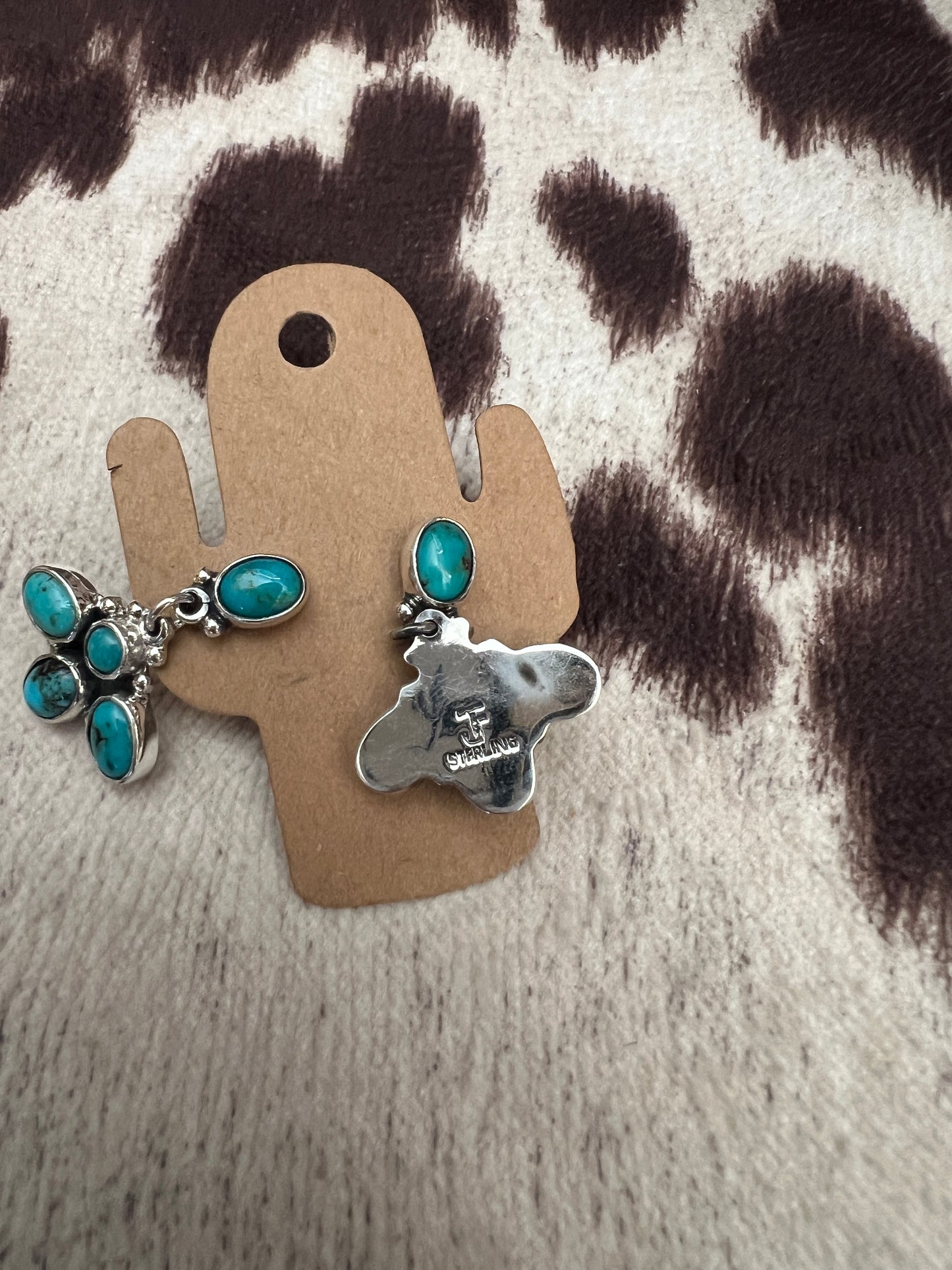 New turquoise cluster dangle esrrings