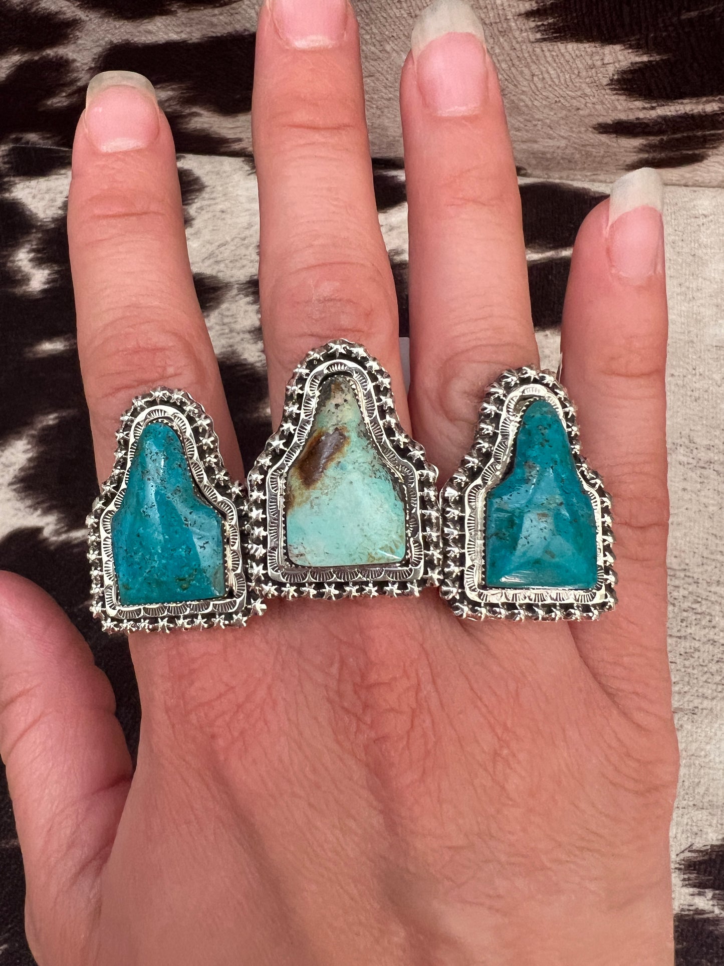New ear tag turquoise ring