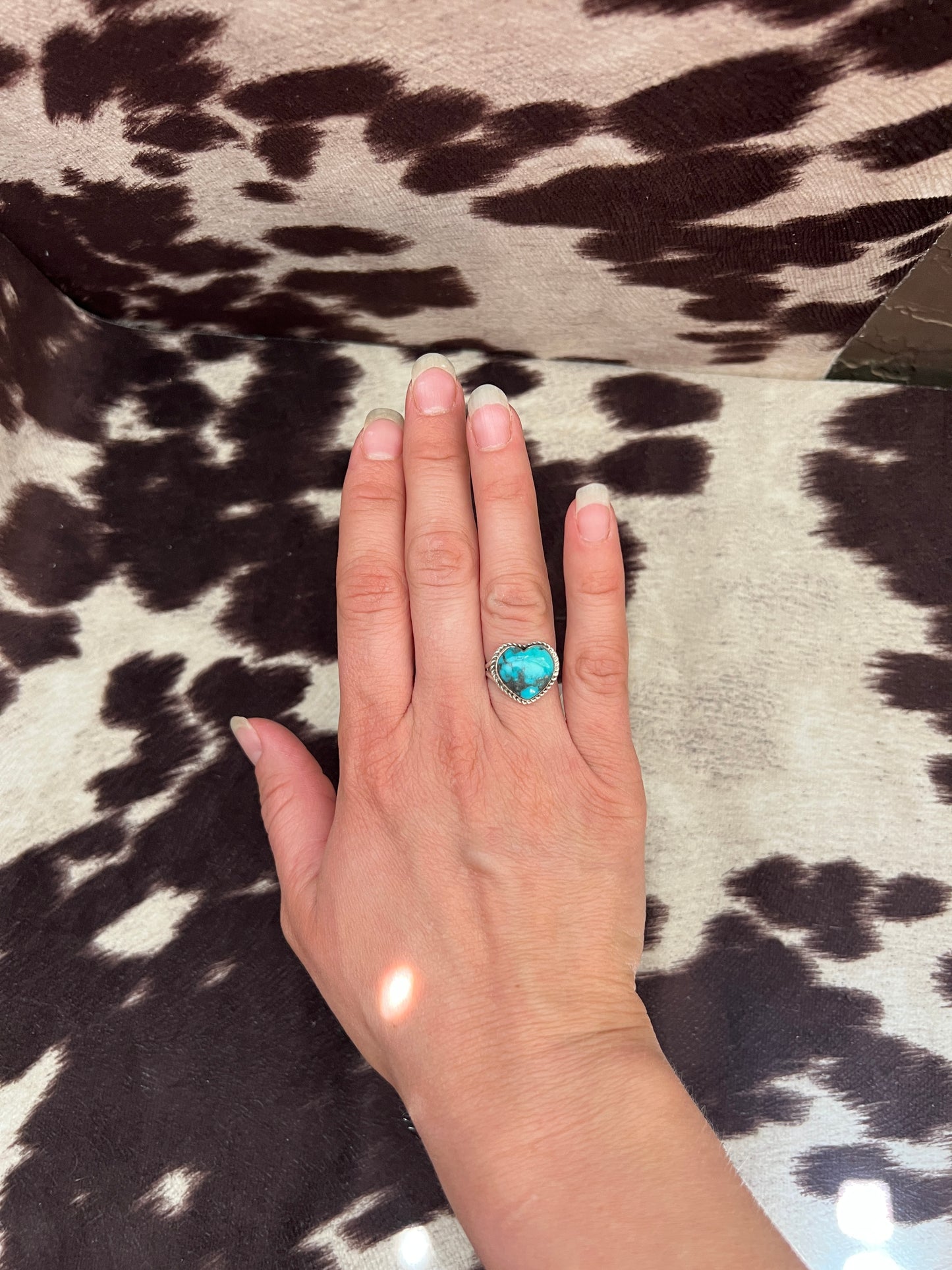 New kingman turquoise heart ring