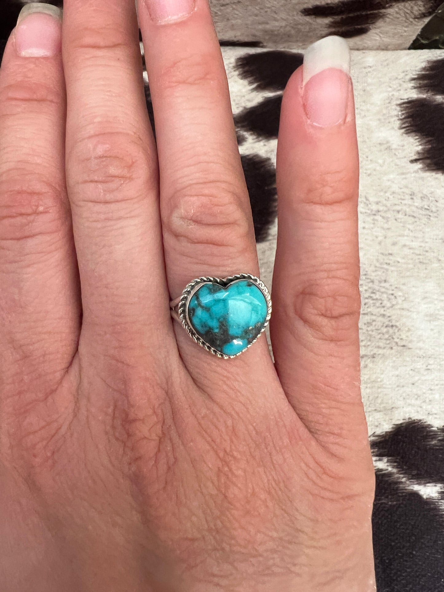 New kingman turquoise heart ring