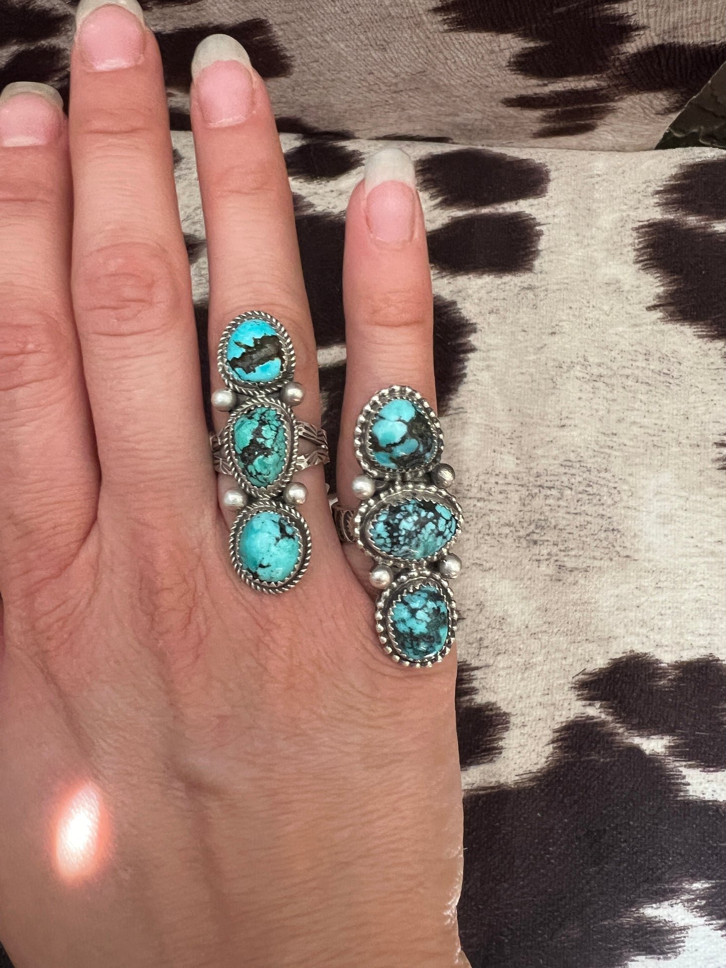 New 3 kingman turquoise ring