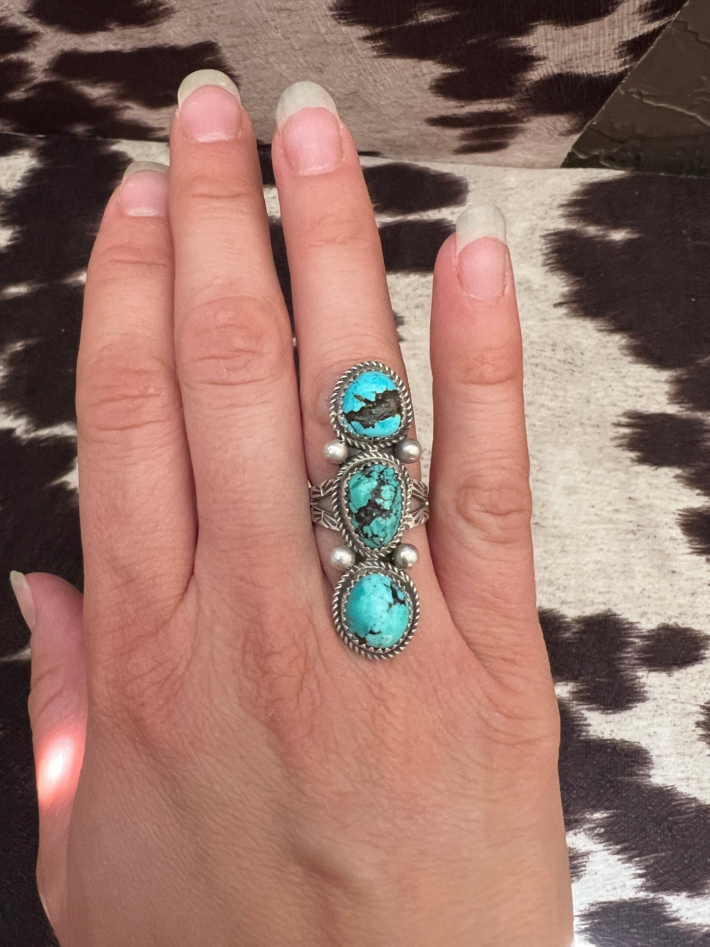 New 3 kingman turquoise ring