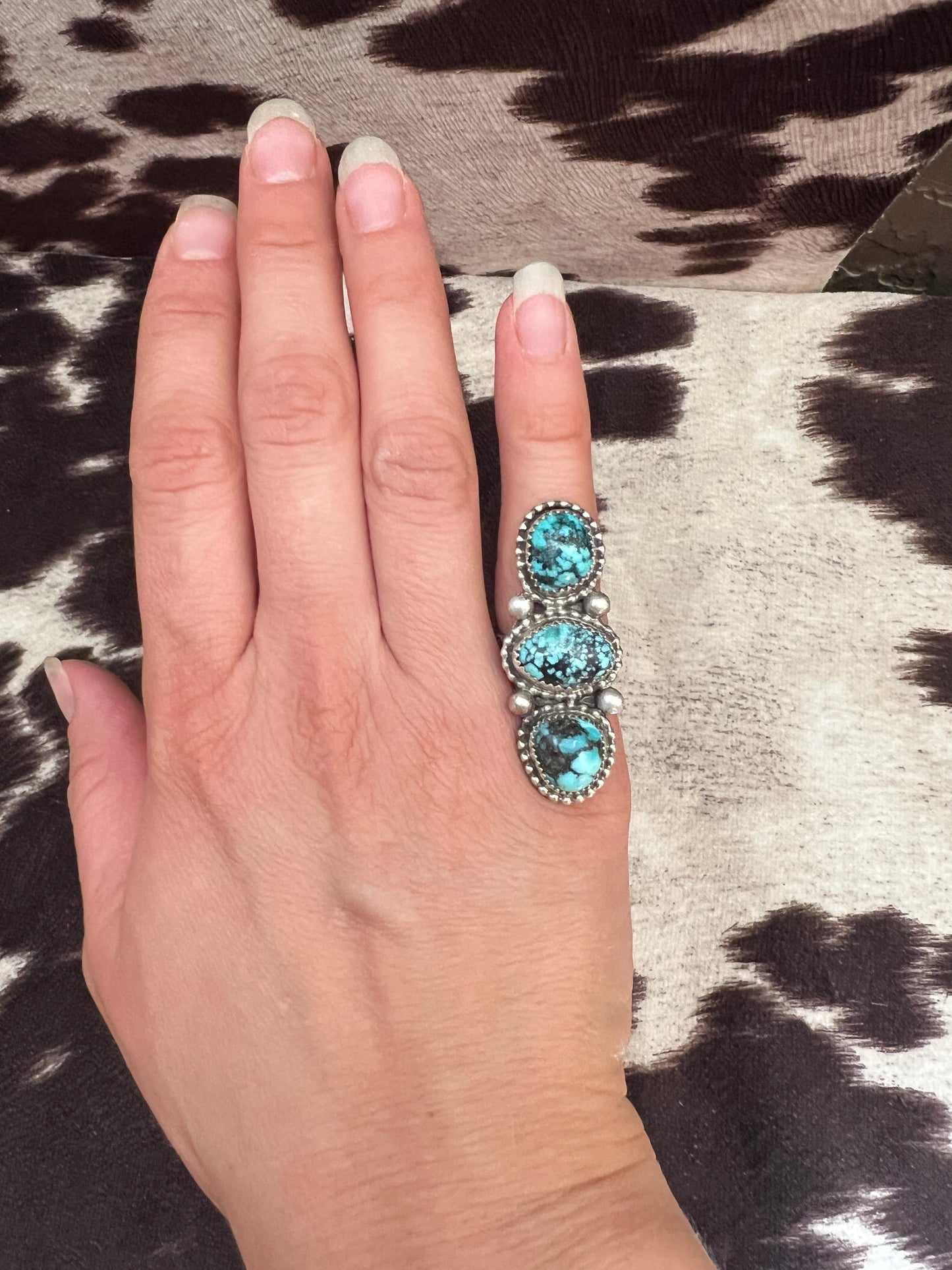 New 3 kingman turquoise ring