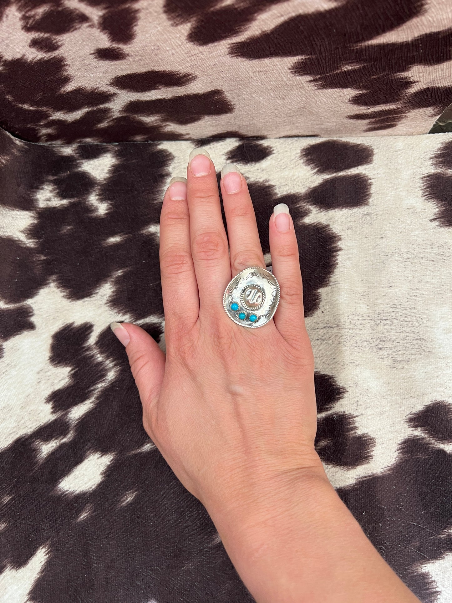 New 3 turquoise cowboy hat ring