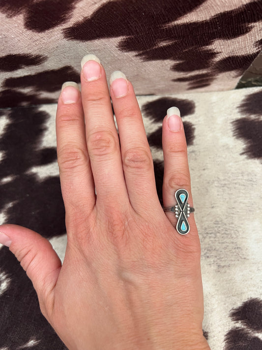 Vintage turquoise shadow box ring