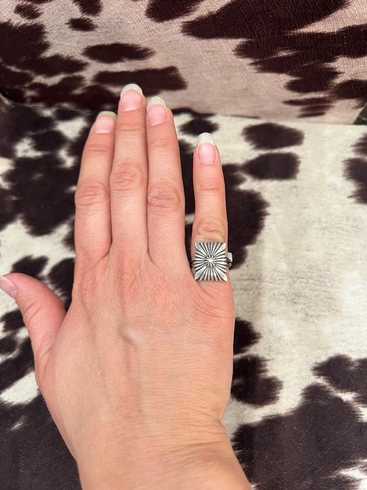 New silver concho style ring