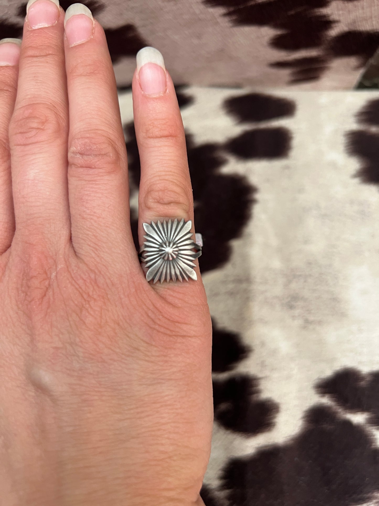 New silver concho style ring