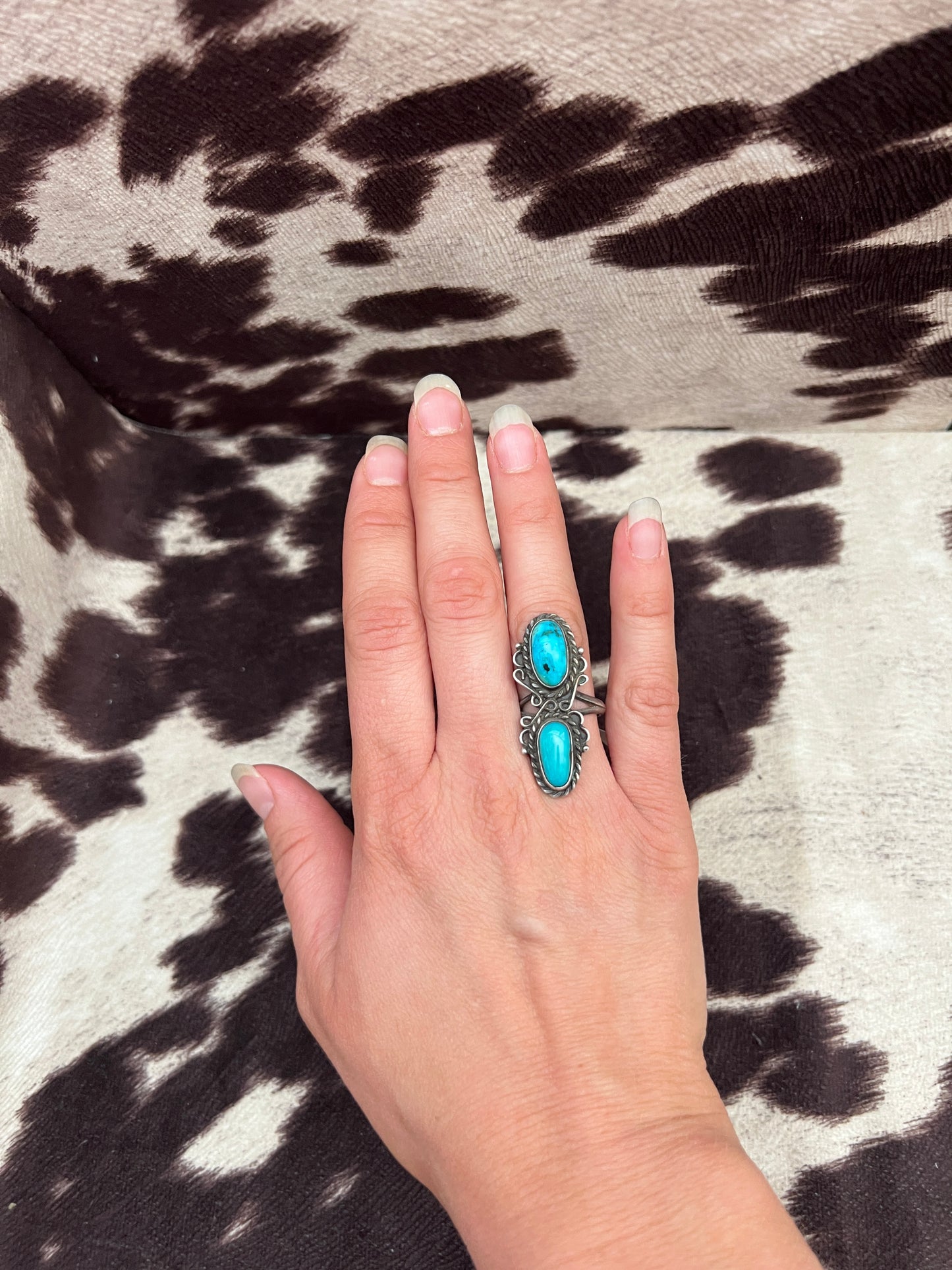Vintage 2 turquoise swirl ring