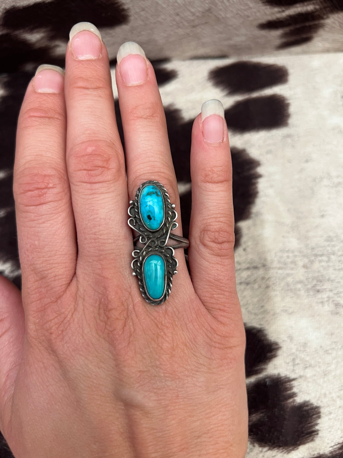 Vintage 2 turquoise swirl ring