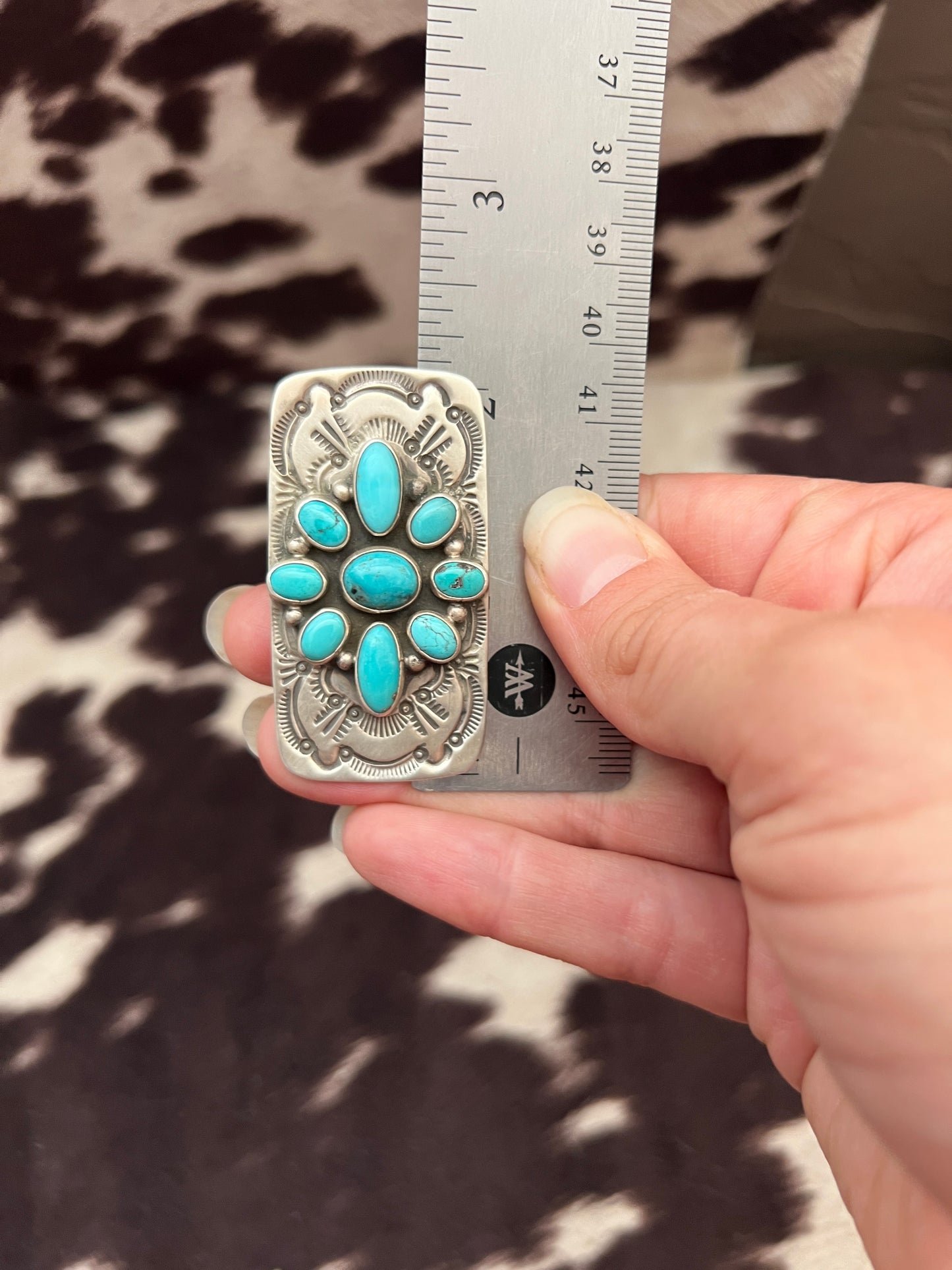 New giant turquoise cluster concho ring