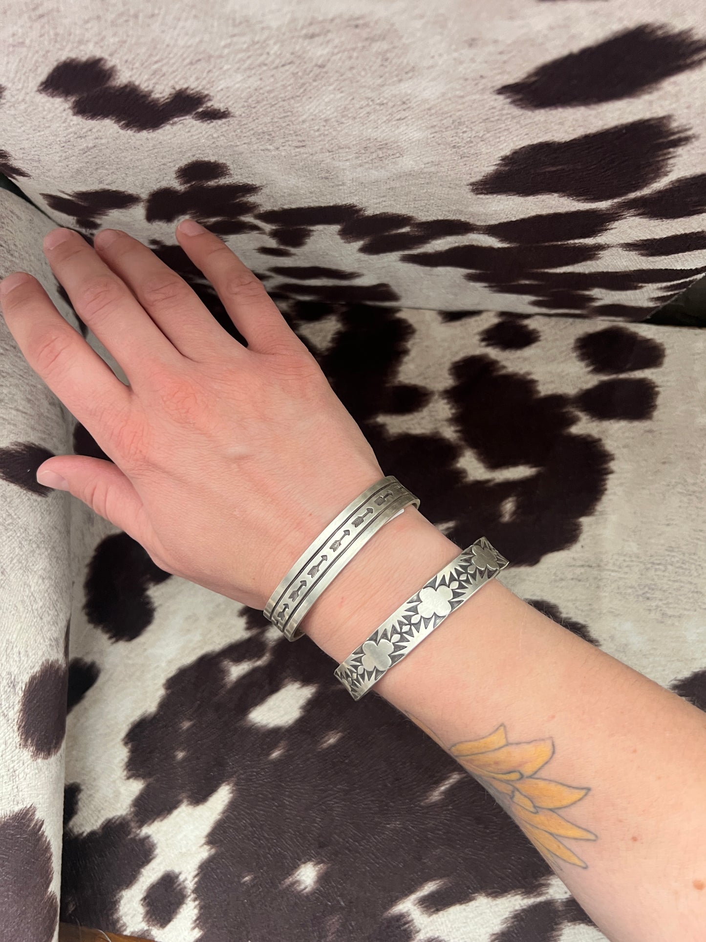 New thick silver stamped women’s cuff