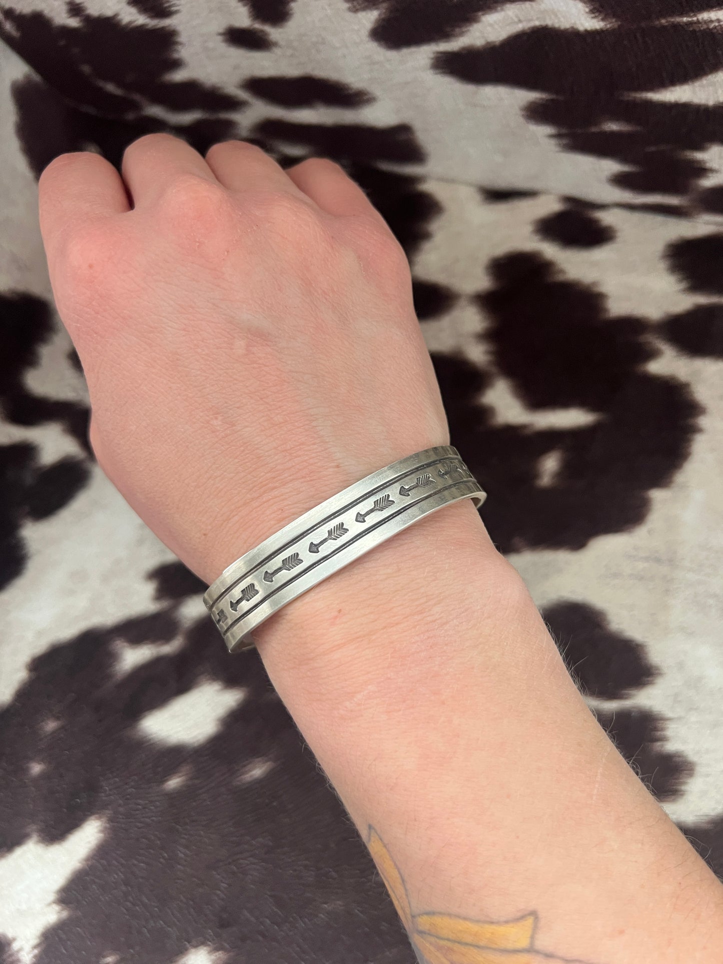 New thick silver stamped women’s cuff