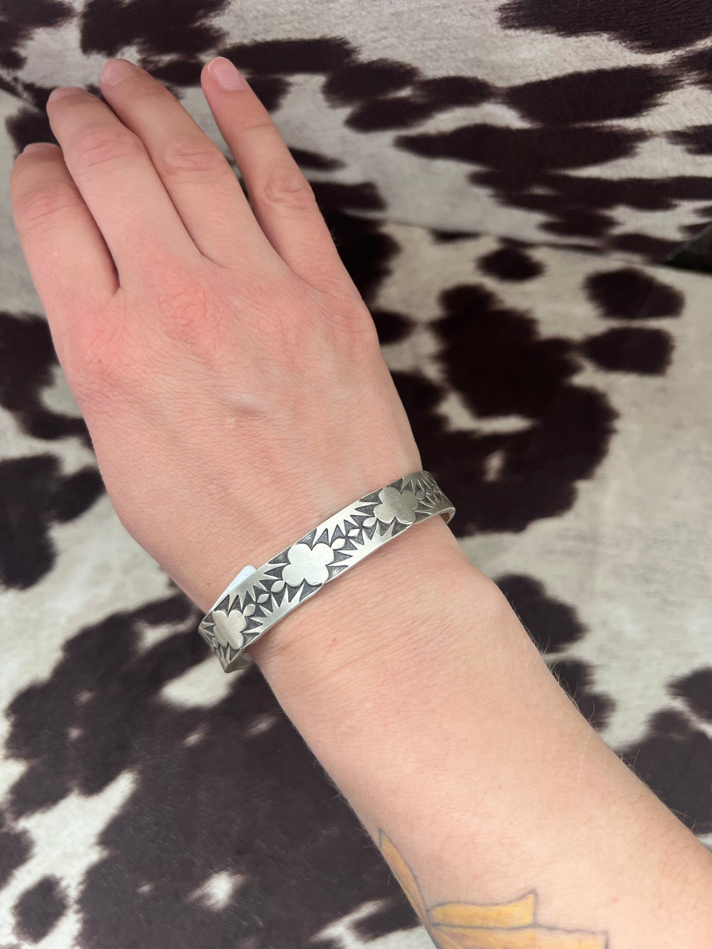 New thick silver stamped women’s cuff