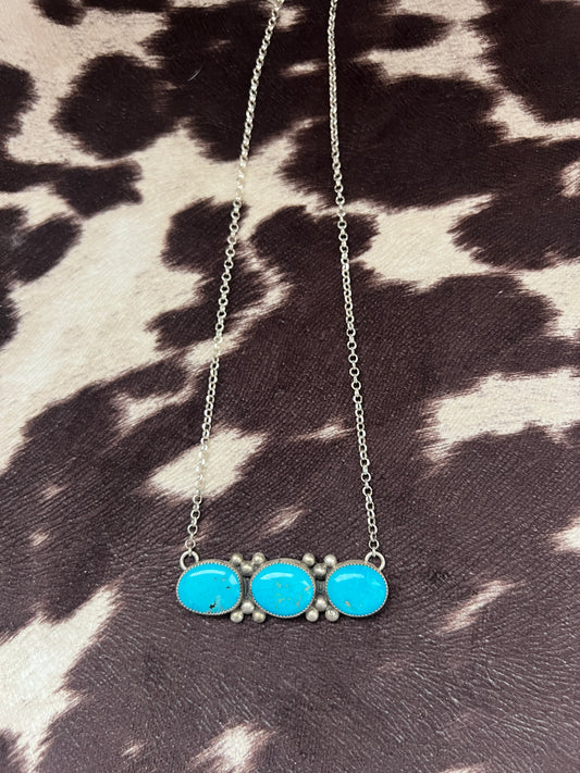 New Sonoran rose turquoise 3 bar necklace