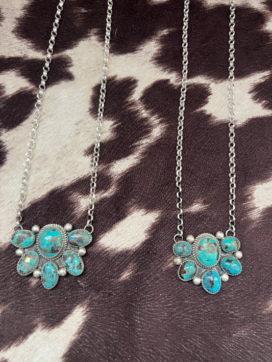 New 1/2 cluster turquoise bar necklace