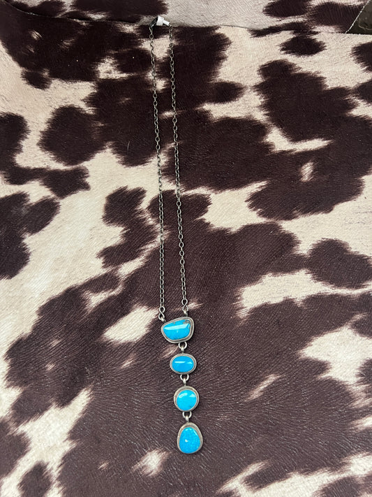 New blue ridge turquoise 4 lariat drop necklace