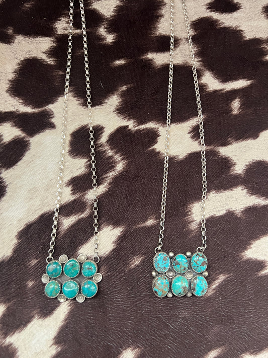 New turquoise bar cluster necklace