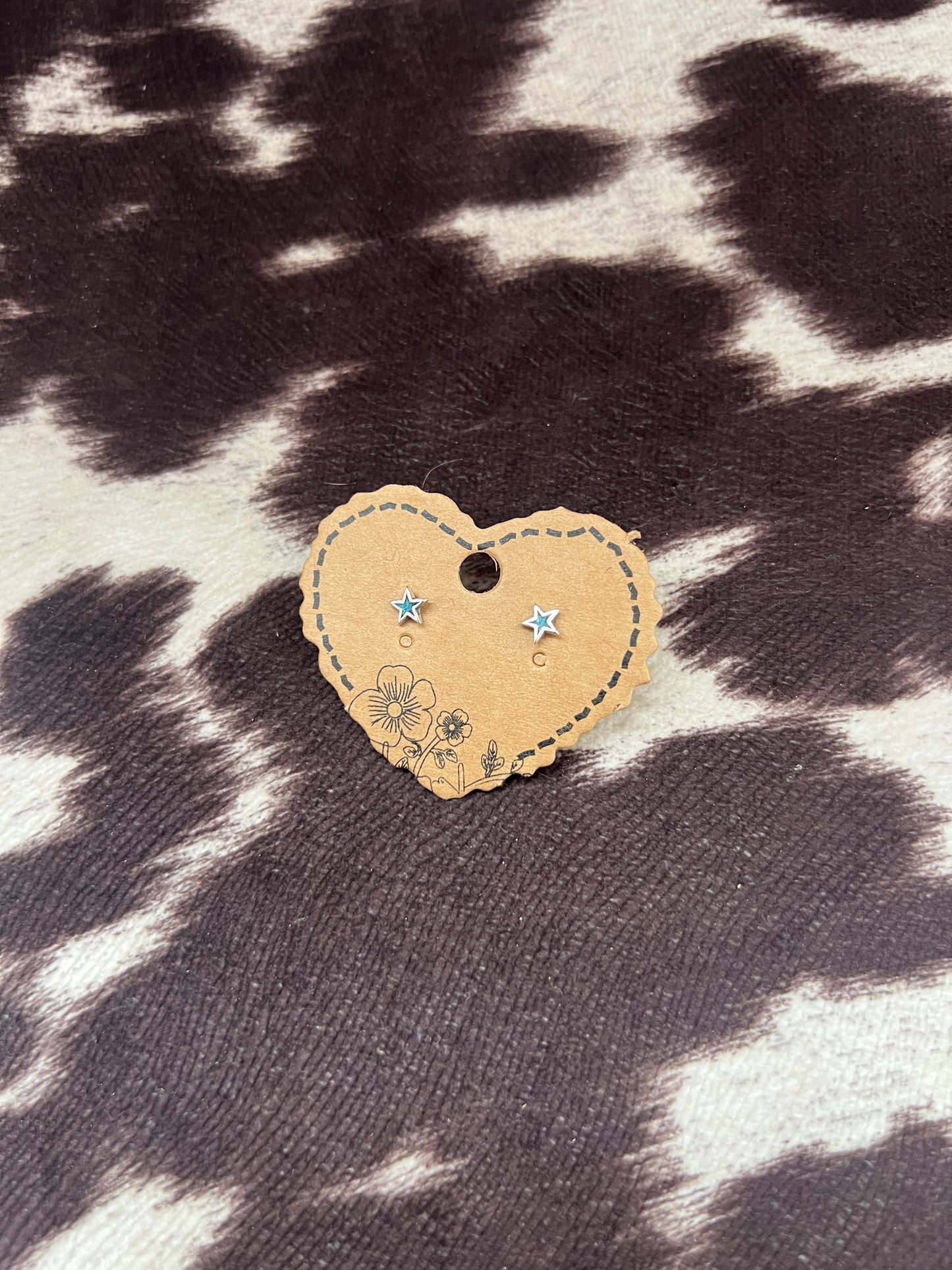 New chip inlay turquoise micro star stud earrings