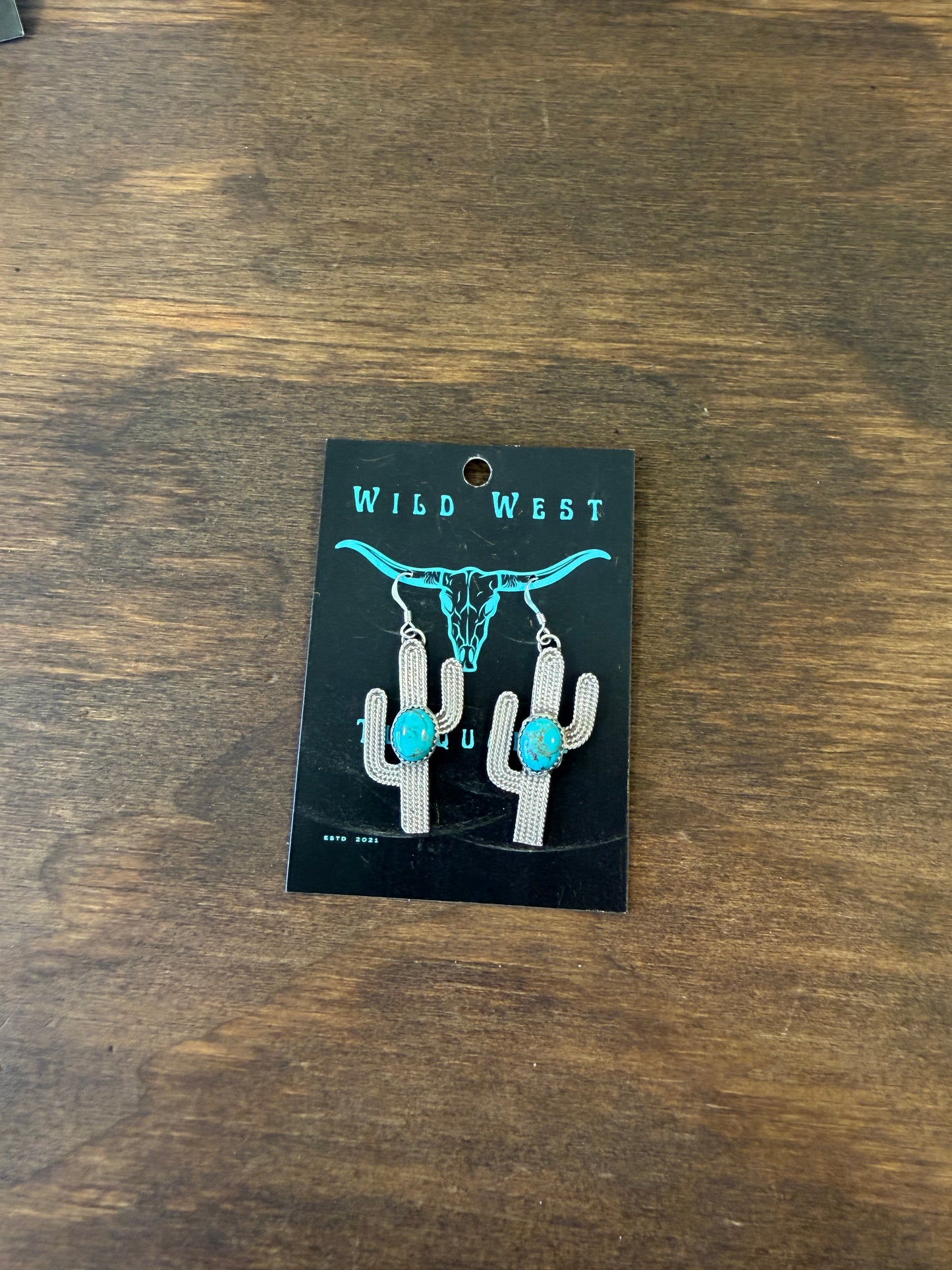 New cactus turquoise dangle earrings