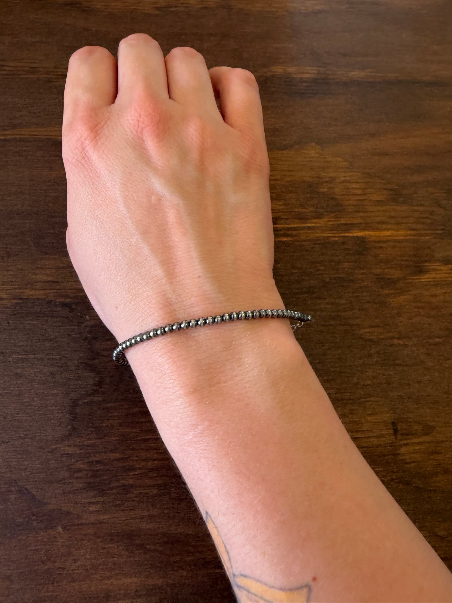 New 3mm silver pearl bracelet
