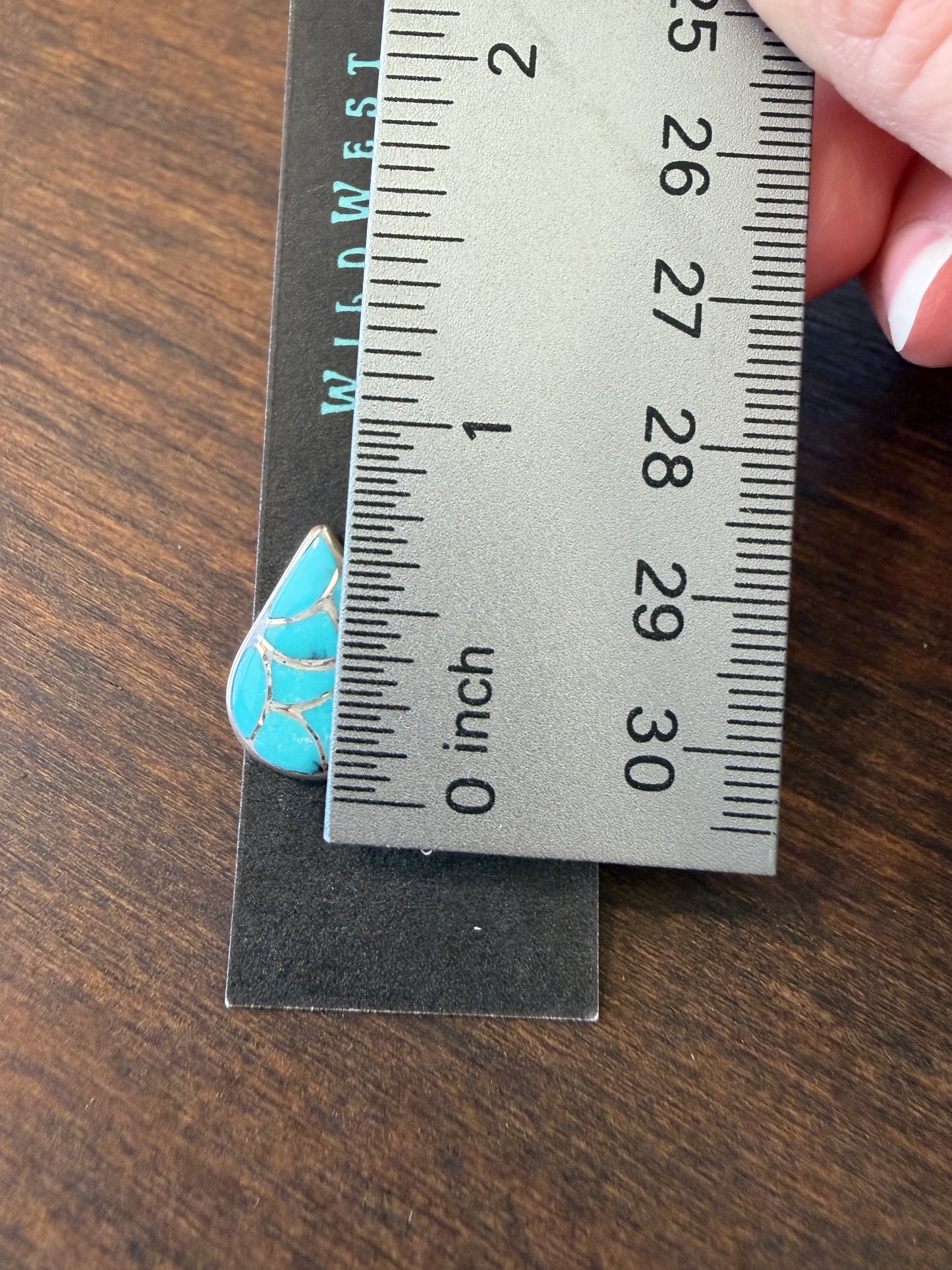 New fish scale inlay turquoise teardrop stud earrings