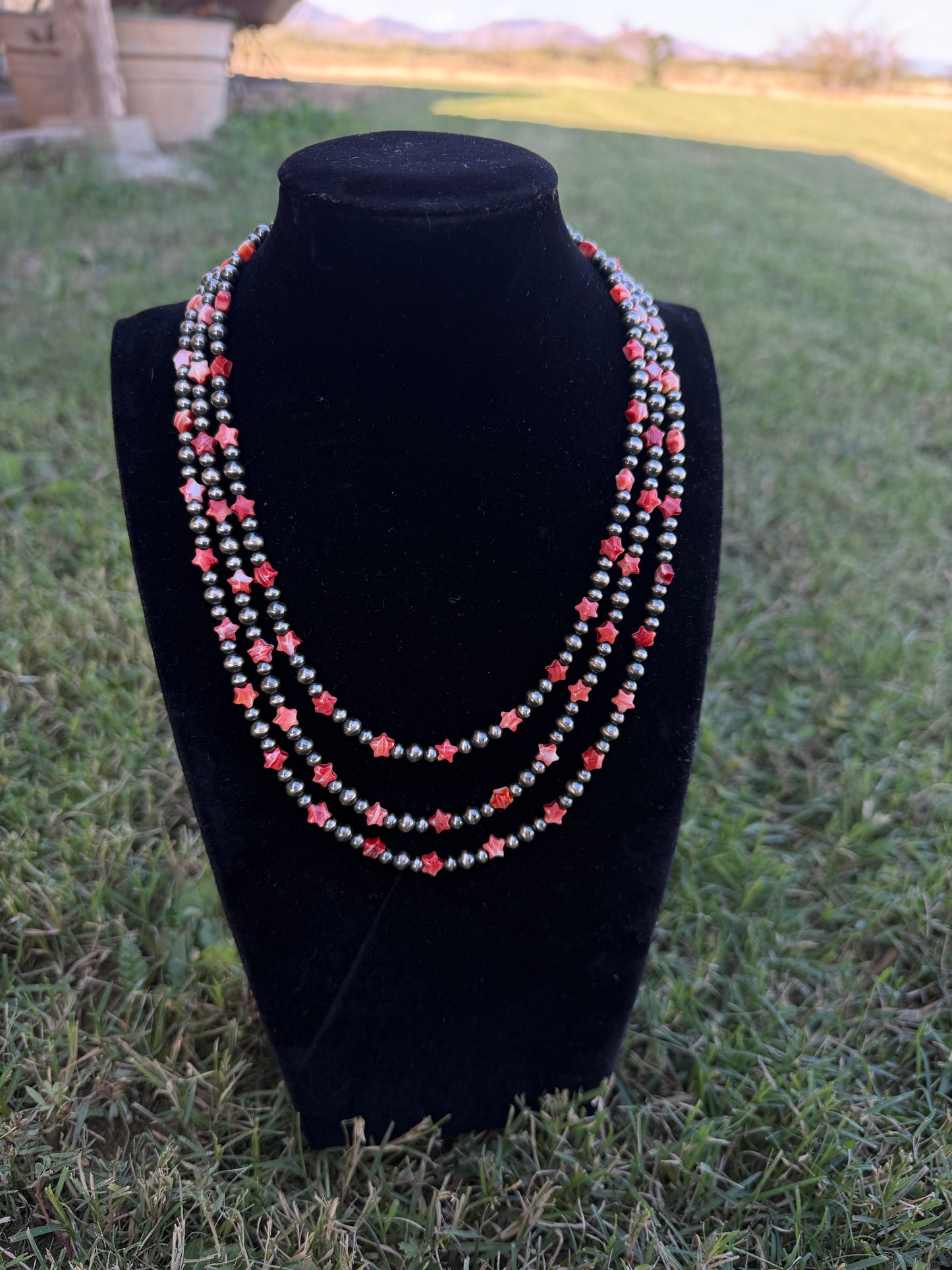 New 6mm red spiny oyster star 4 and 5mm pearl necklaces