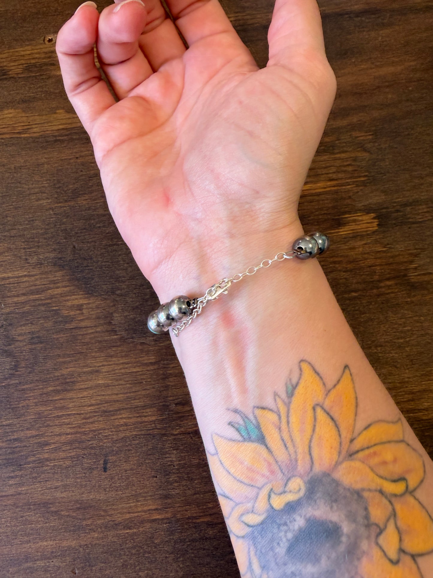 New 8mm turquoise and silver pearl bracelet