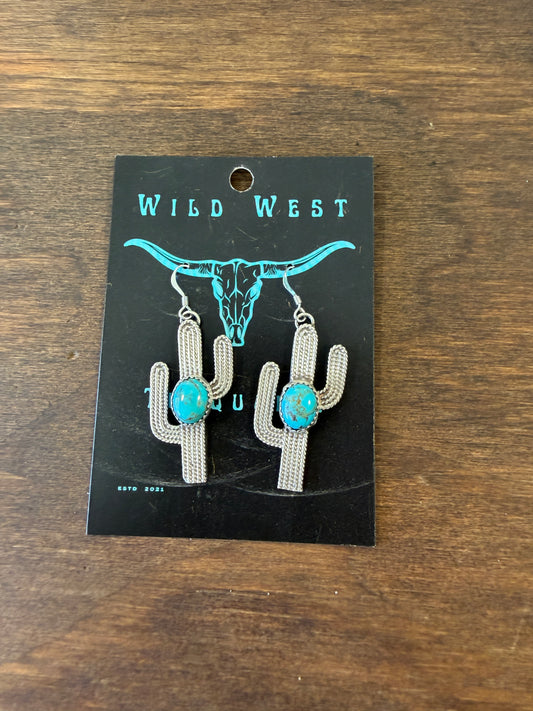 New cactus turquoise dangle earrings