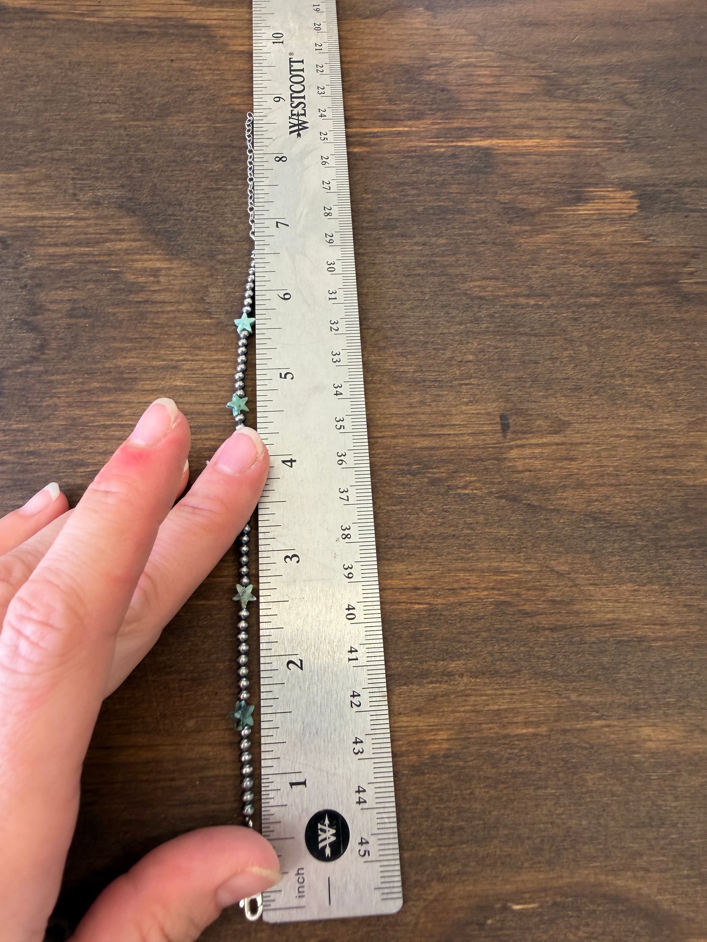 New 3mm African turquoise star and silver pearl bracelet