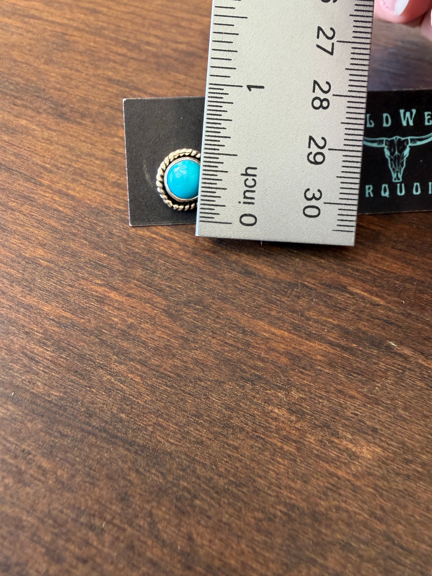 New Medium round turquoise twist wire stud earrings