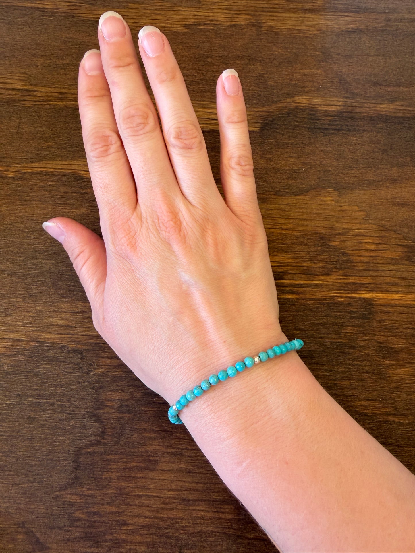 New 4mm turquoise ball bracelet