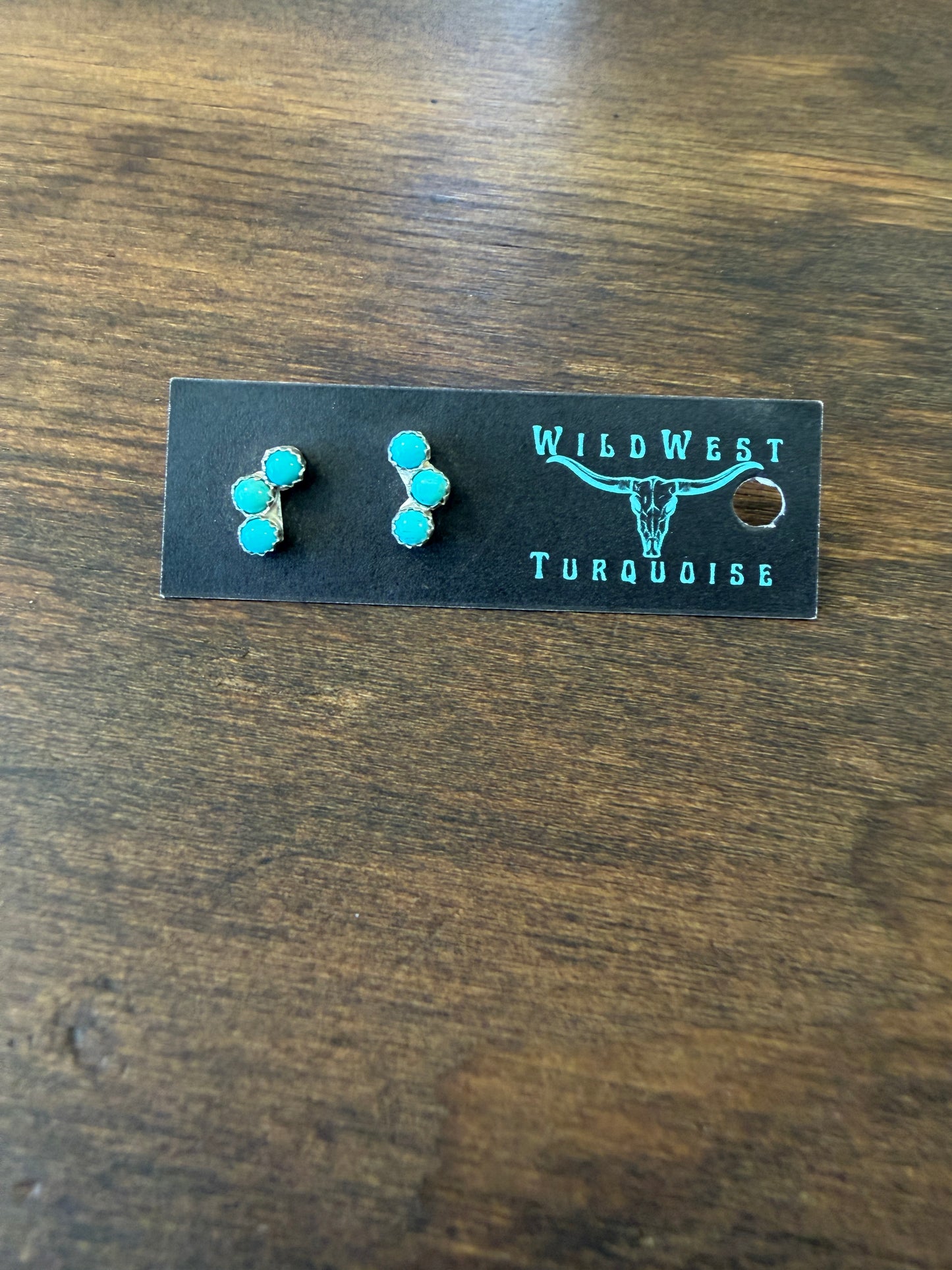 New 3 stone turquoise stud earrings