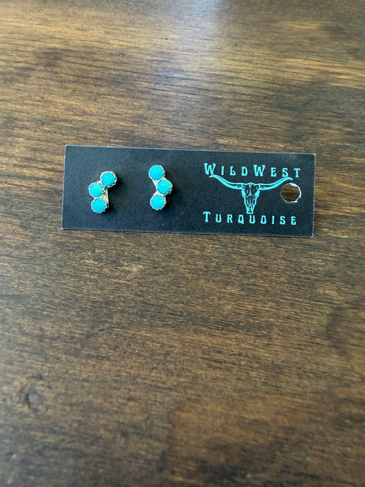 New 3 stone turquoise stud earrings