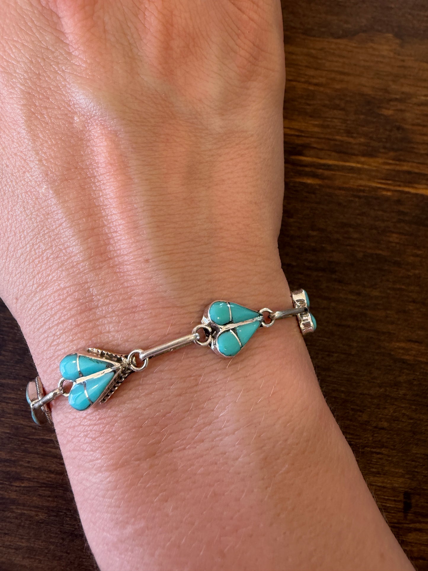 New inlay heart turquoise link bracelet