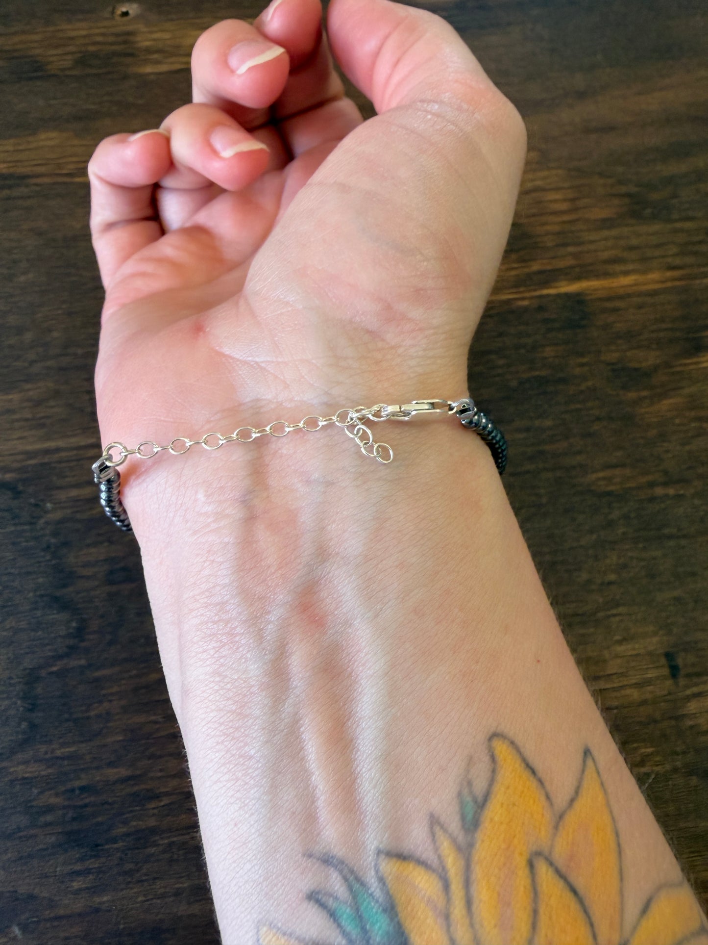 New 3mm silver pearl bracelet