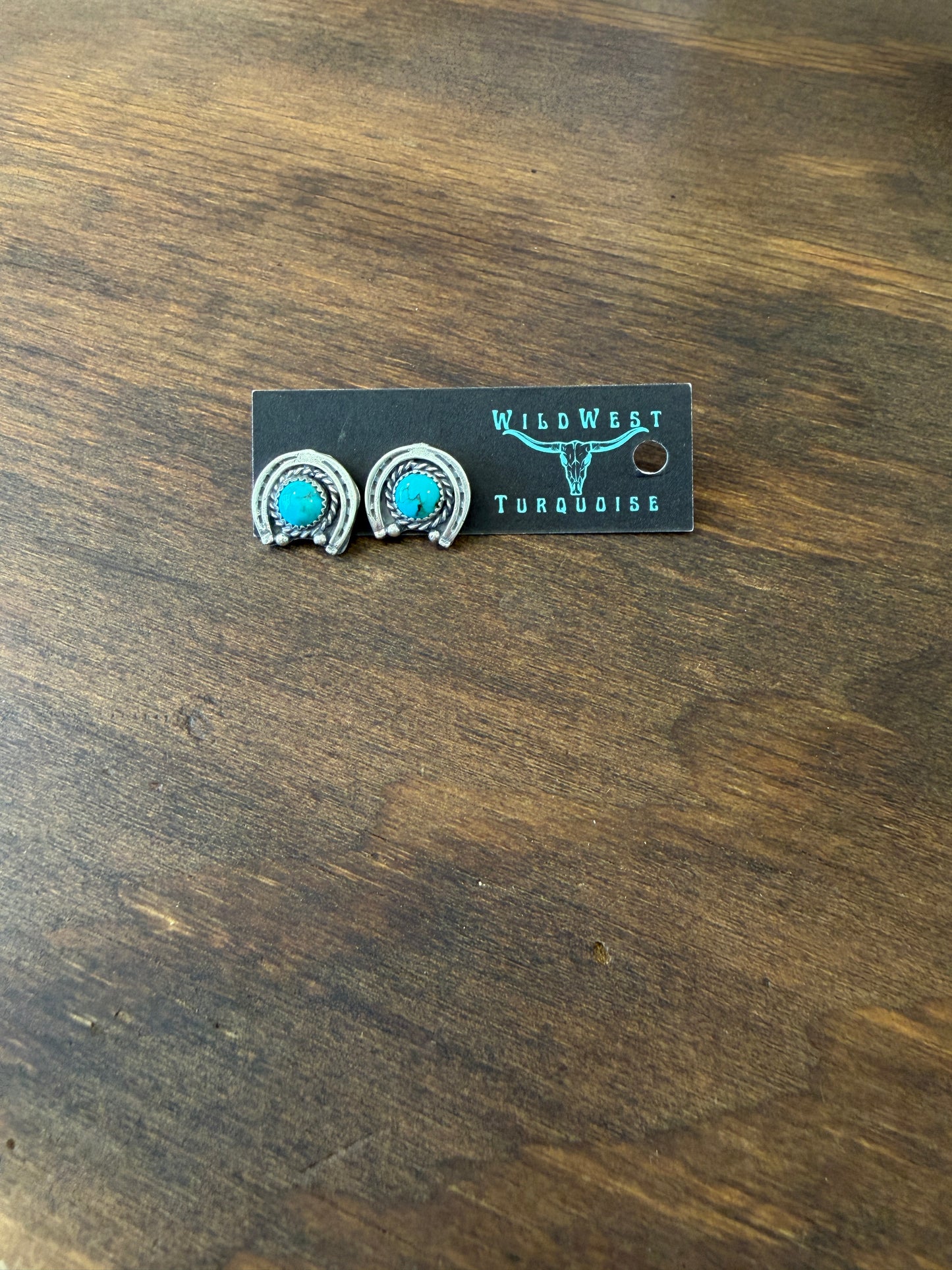 New turquoise upside down horseshoe stud earrings