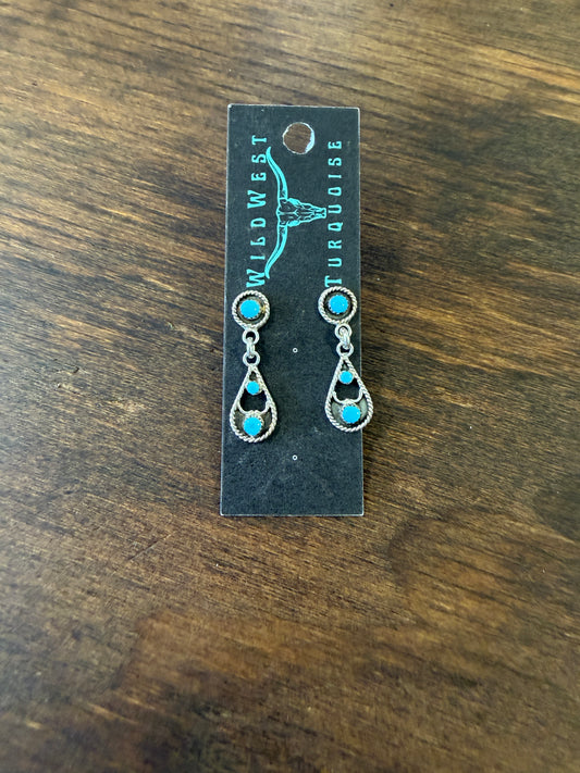 New snake eye turquoise stud dangle shadow box earrings