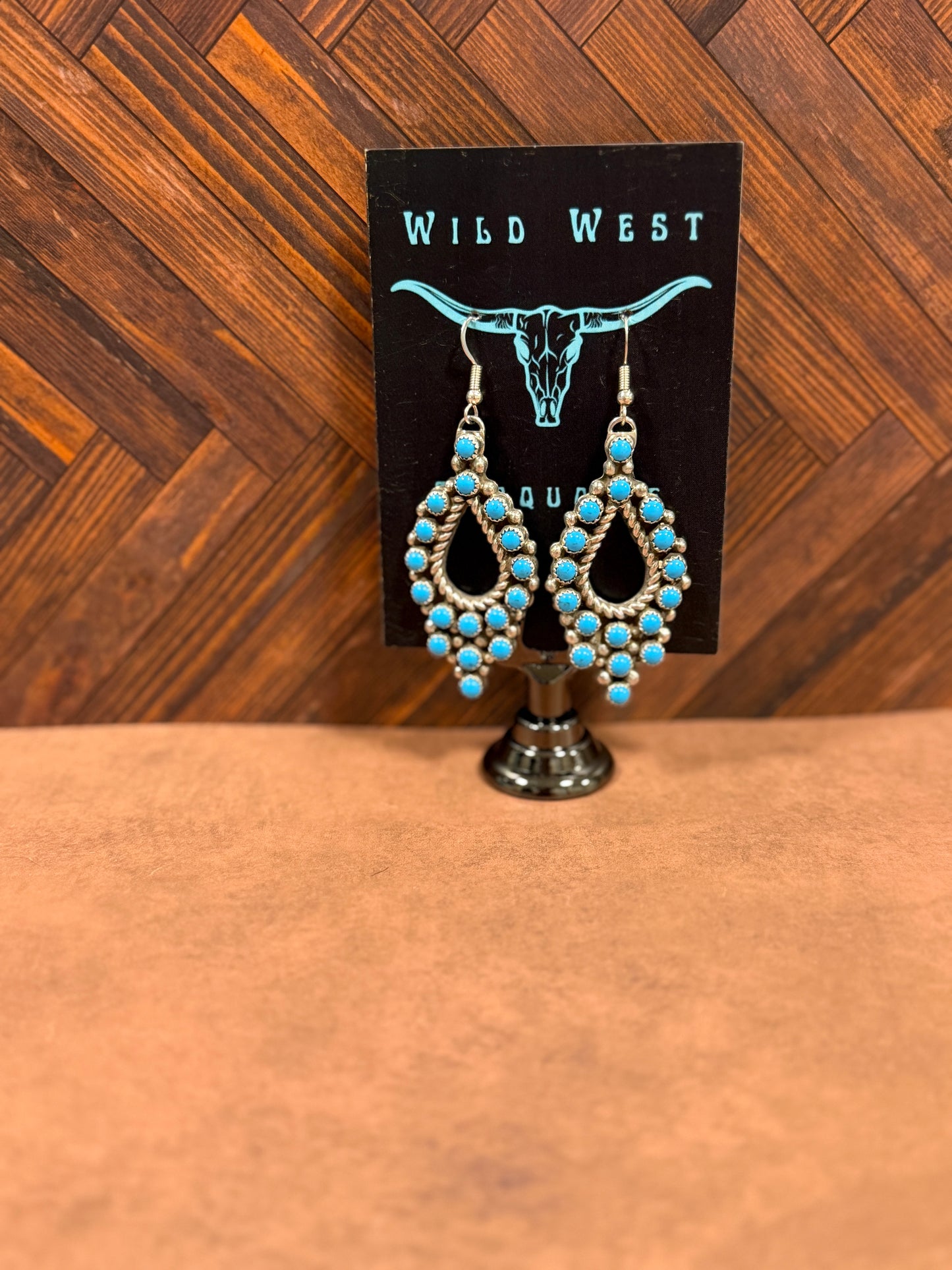 New turquoise cluster dangle statement earrings
