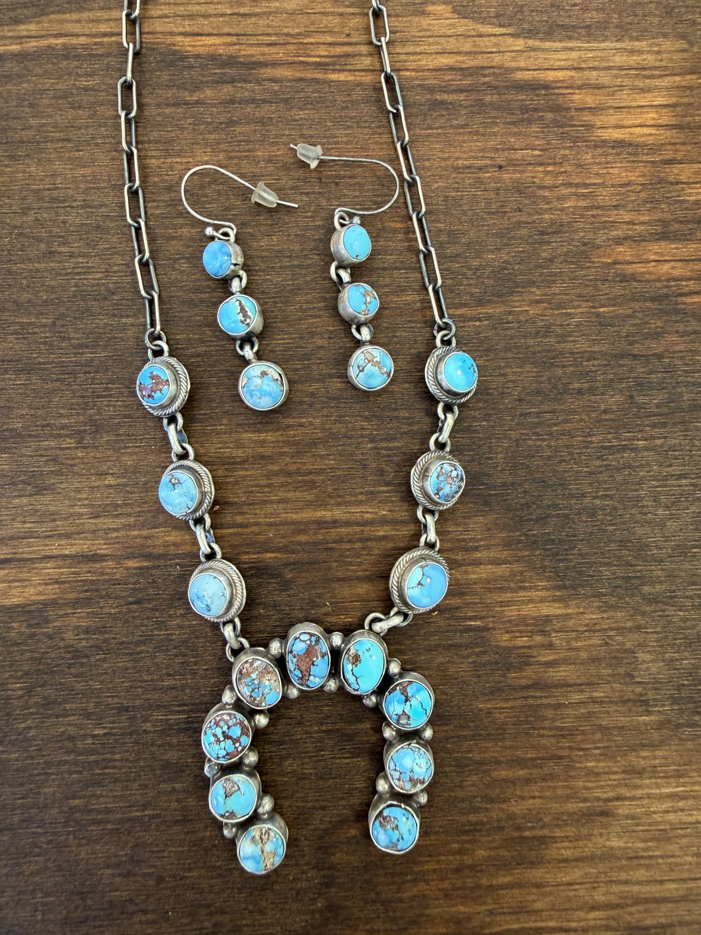 New mini golden hills turquoise necklace and earrings set