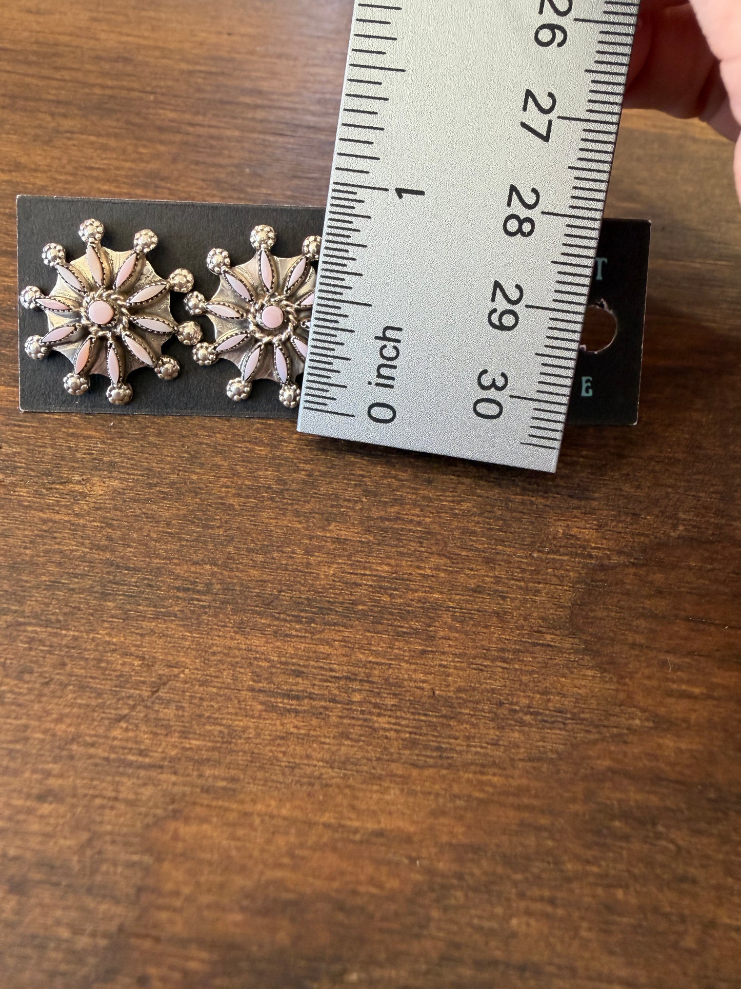 New pink conch needlepoint stud cluster earrings