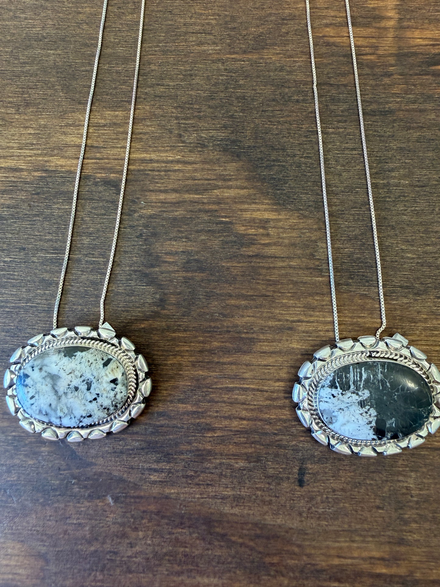 New large white buffalo oval bar necklace on chain